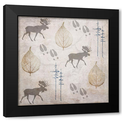 Moose Lodge Pattern Black Modern Wood Framed Art Print with Double Matting by LightBoxJournal
