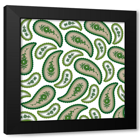 Camo Paisley 3 Black Modern Wood Framed Art Print with Double Matting by LightBoxJournal