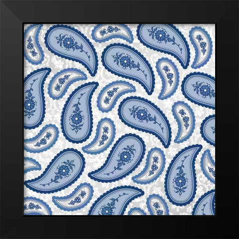Camo Paisley 4_Blue 2 Black Modern Wood Framed Art Print by LightBoxJournal