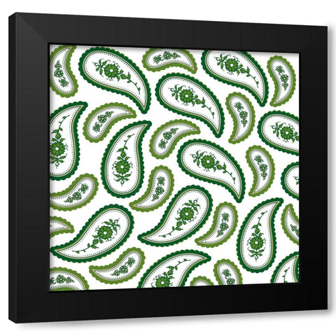 Camo Paisley 4 Black Modern Wood Framed Art Print with Double Matting by LightBoxJournal