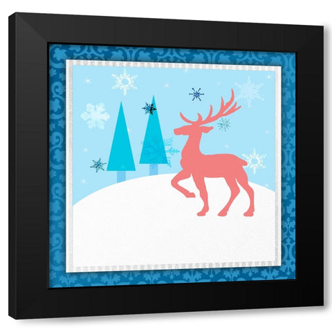 Christmas Deer 1 Black Modern Wood Framed Art Print with Double Matting by LightBoxJournal