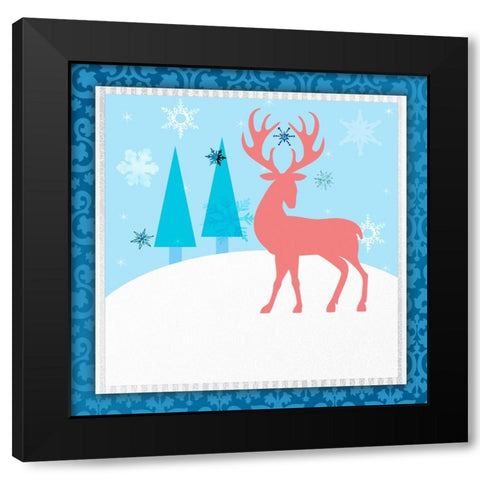 Christmas Deer 2 Black Modern Wood Framed Art Print with Double Matting by LightBoxJournal