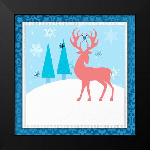 Christmas Deer 2 Black Modern Wood Framed Art Print by LightBoxJournal