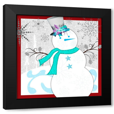Christmas Snowman 1 Black Modern Wood Framed Art Print by LightBoxJournal