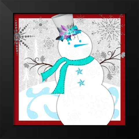 Christmas Snowman 1 Black Modern Wood Framed Art Print by LightBoxJournal
