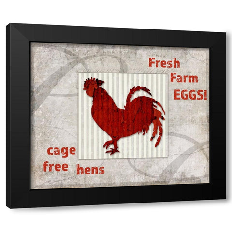 Decortive Pattern Farm Fresh Chicken Black Modern Wood Framed Art Print with Double Matting by LightBoxJournal