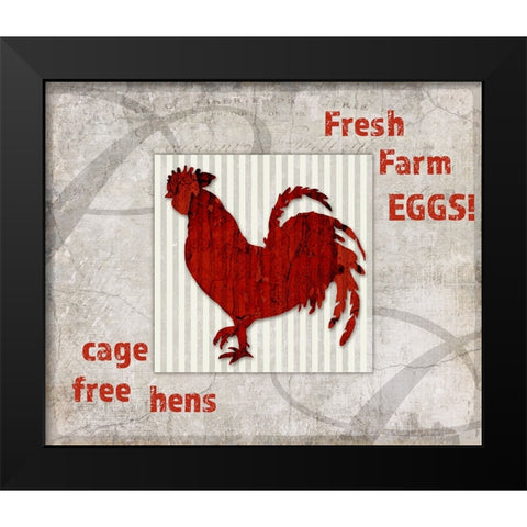 Decortive Pattern Farm Fresh Chicken Black Modern Wood Framed Art Print by LightBoxJournal