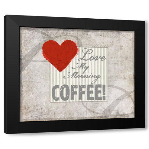 Decortive Pattern Love Coffee Black Modern Wood Framed Art Print with Double Matting by LightBoxJournal