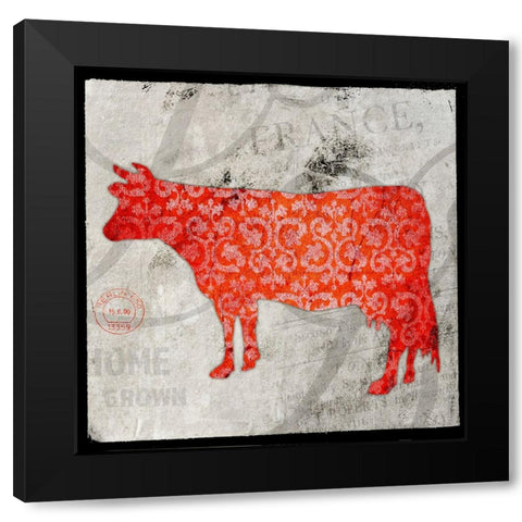 Farm Fresh Cow Black Modern Wood Framed Art Print with Double Matting by LightBoxJournal