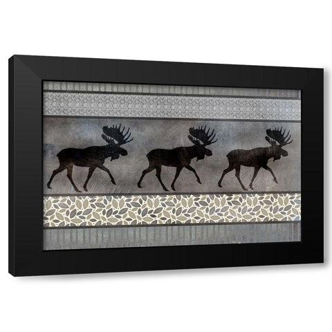 Moose Pattern Black Modern Wood Framed Art Print by LightBoxJournal