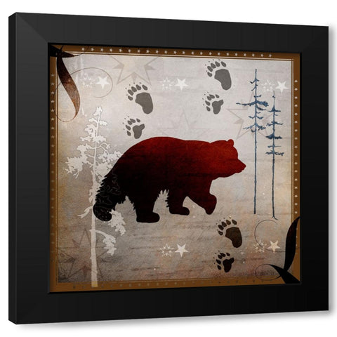Moose Tracks Bear Black Modern Wood Framed Art Print by LightBoxJournal