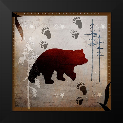 Moose Tracks Bear Black Modern Wood Framed Art Print by LightBoxJournal