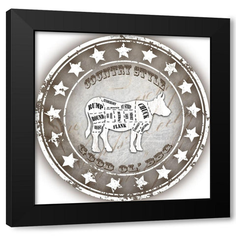 Good Ol BBQ Cow Black Modern Wood Framed Art Print by LightBoxJournal