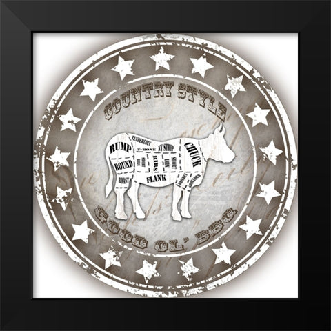 Good Ol BBQ Cow Black Modern Wood Framed Art Print by LightBoxJournal