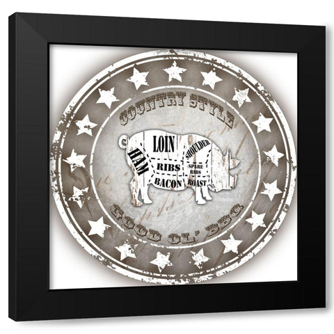 Good Ol BBQ Pig Black Modern Wood Framed Art Print with Double Matting by LightBoxJournal