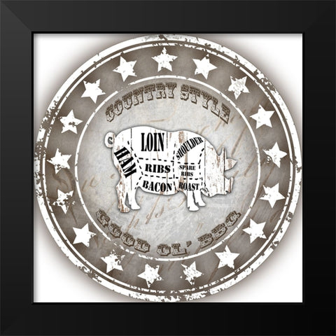 Good Ol BBQ Pig Black Modern Wood Framed Art Print by LightBoxJournal