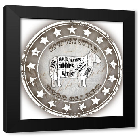 Good Ol BBQ Sheep Black Modern Wood Framed Art Print with Double Matting by LightBoxJournal