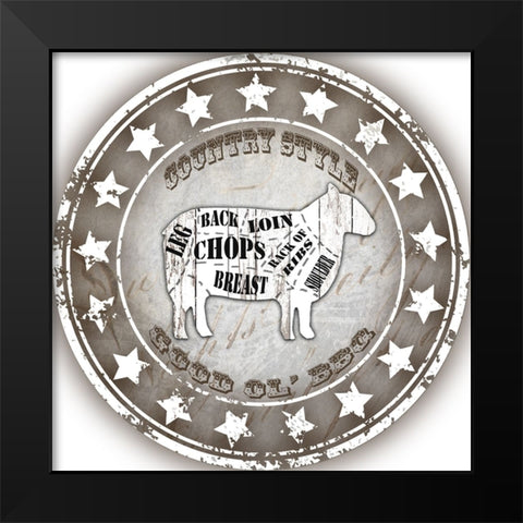 Good Ol BBQ Sheep Black Modern Wood Framed Art Print by LightBoxJournal
