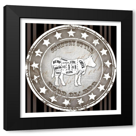 Good Ol BBQ Square Cow Black Modern Wood Framed Art Print by LightBoxJournal
