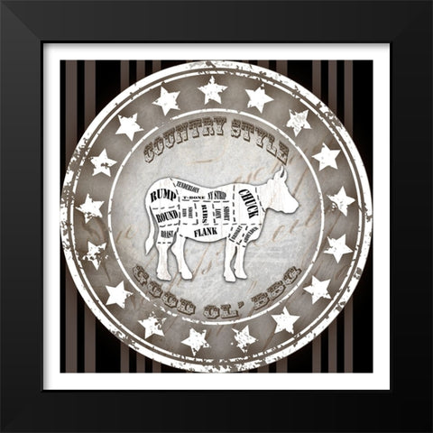 Good Ol BBQ Square Cow Black Modern Wood Framed Art Print by LightBoxJournal