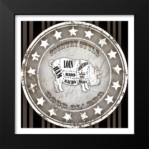 Good Ol BBQ Square Pig Black Modern Wood Framed Art Print by LightBoxJournal