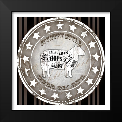 Good Ol BBQ Square Sheep Black Modern Wood Framed Art Print by LightBoxJournal