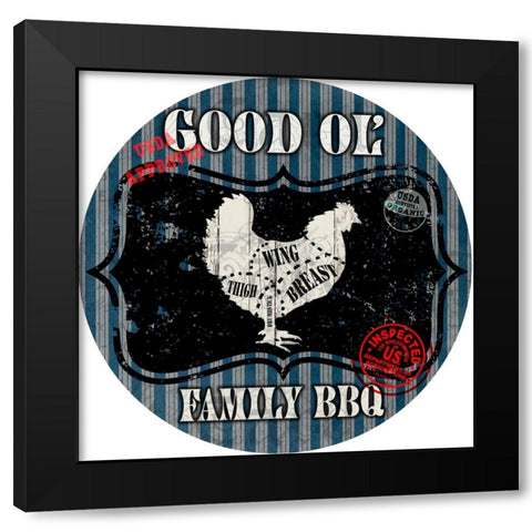 Good Ol Family BBQ Round Chicken Black Modern Wood Framed Art Print by LightBoxJournal