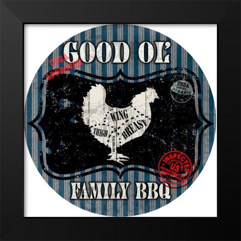 Good Ol Family BBQ Round Chicken Black Modern Wood Framed Art Print by LightBoxJournal