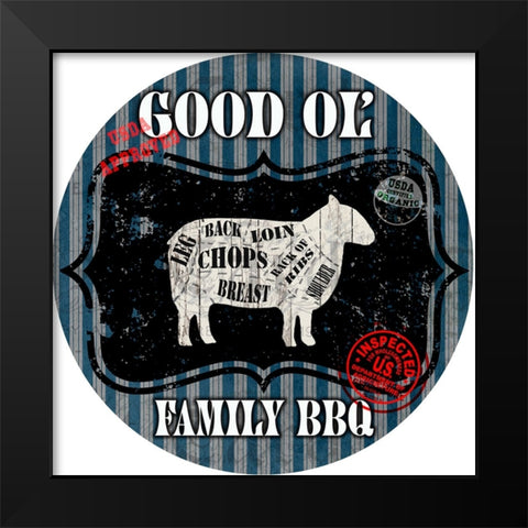 Good Ol Family BBQ Round Black Modern Wood Framed Art Print by LightBoxJournal