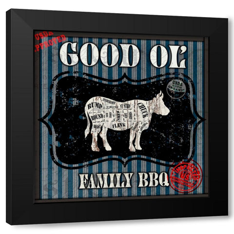 Good Ol Family BBQ Square Cow Black Modern Wood Framed Art Print with Double Matting by LightBoxJournal