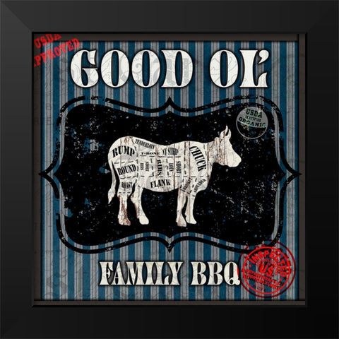 Good Ol Family BBQ Square Cow Black Modern Wood Framed Art Print by LightBoxJournal