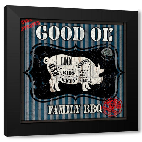 Good Ol Family BBQ Square Pig Black Modern Wood Framed Art Print by LightBoxJournal