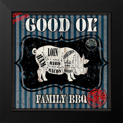 Good Ol Family BBQ Square Pig Black Modern Wood Framed Art Print by LightBoxJournal