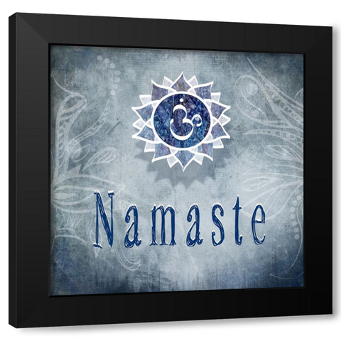 Chakras Yoga Namaste V3 Black Modern Wood Framed Art Print with Double Matting by LightBoxJournal