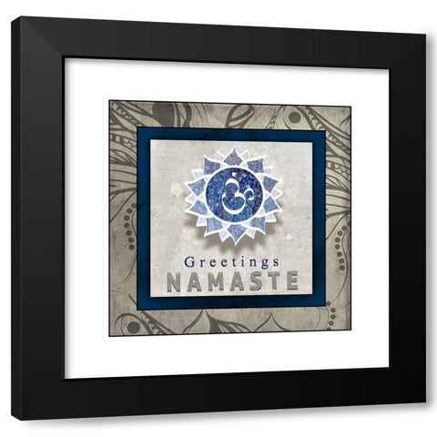 Chakras Yoga Tile Namaste V1 Black Modern Wood Framed Art Print with Double Matting by LightBoxJournal