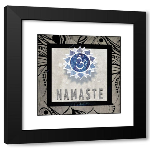 Chakras Yoga Tile Namaste V2 Black Modern Wood Framed Art Print with Double Matting by LightBoxJournal
