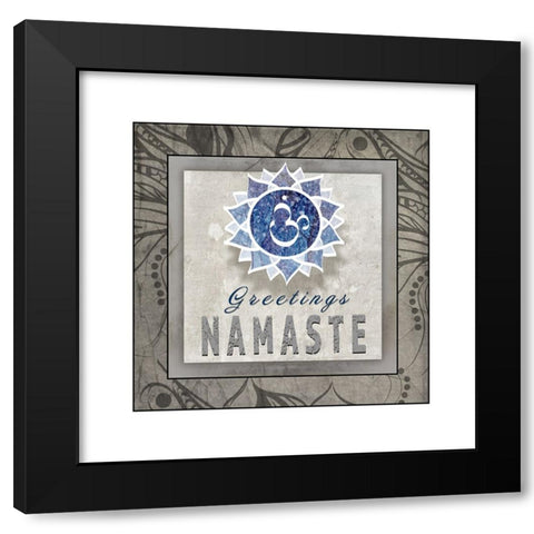 Chakras Yoga Tile Namaste V3 Black Modern Wood Framed Art Print with Double Matting by LightBoxJournal