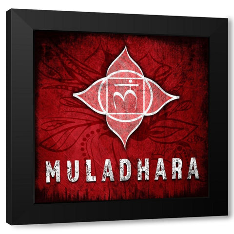 ChakrasYoga_Symbol_Muladhara Black Modern Wood Framed Art Print by LightBoxJournal
