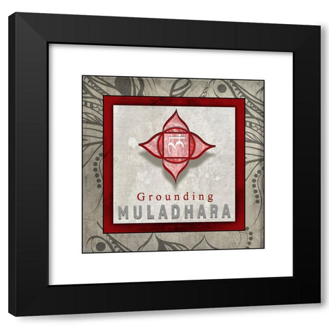 ChakrasYogaTile Muladhara V1 Black Modern Wood Framed Art Print with Double Matting by LightBoxJournal