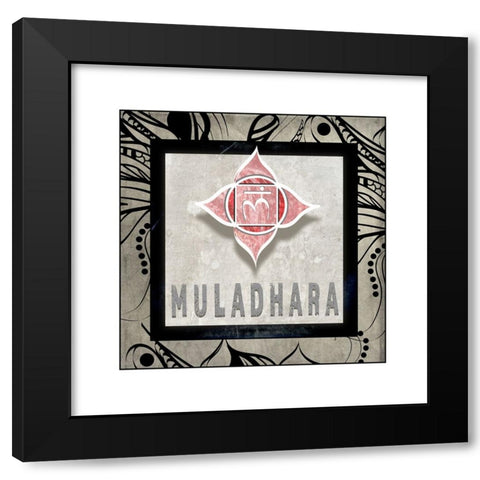 ChakrasYogaTile Muladhara V2 Black Modern Wood Framed Art Print by LightBoxJournal