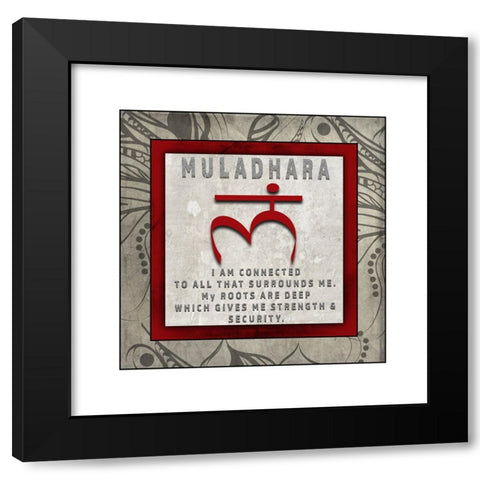 ChakrasYogaTile Muladhara V4 Black Modern Wood Framed Art Print with Double Matting by LightBoxJournal