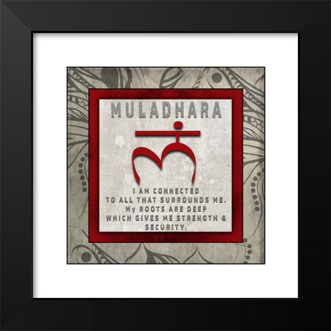 ChakrasYogaTile Muladhara V4 Black Modern Wood Framed Art Print by LightBoxJournal