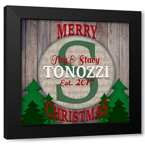 Personalized Christmas Sign V1 Black Modern Wood Framed Art Print by LightBoxJournal