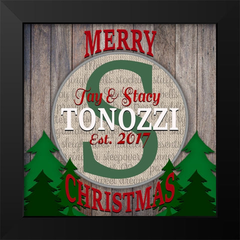 Personalized Christmas Sign V1 Black Modern Wood Framed Art Print by LightBoxJournal