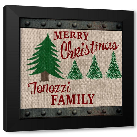 Personalized Christmas Sign V2 Black Modern Wood Framed Art Print with Double Matting by LightBoxJournal
