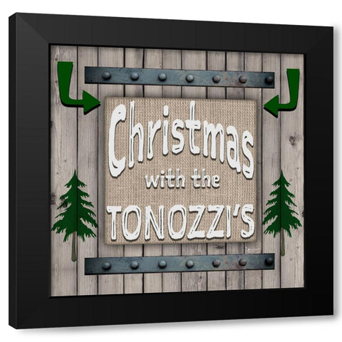Personalized Christmas Sign V5 Black Modern Wood Framed Art Print with Double Matting by LightBoxJournal
