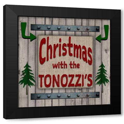 Personalized Christmas Sign V6 Black Modern Wood Framed Art Print by LightBoxJournal
