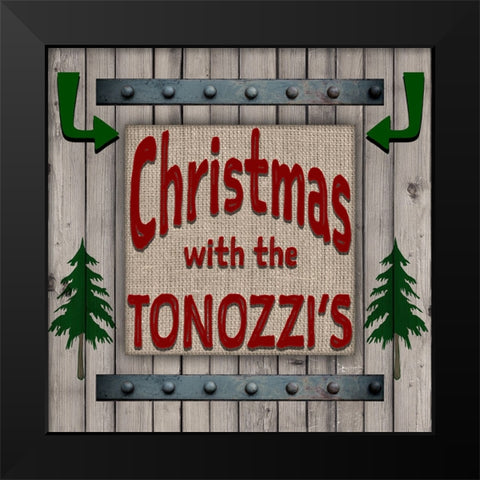 Personalized Christmas Sign V6 Black Modern Wood Framed Art Print by LightBoxJournal