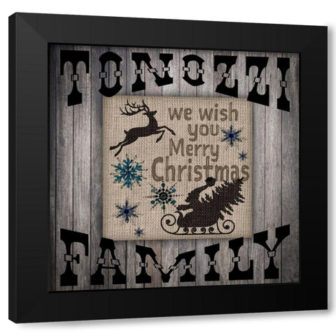 Personalized Christmas Sign V7 Black Modern Wood Framed Art Print by LightBoxJournal