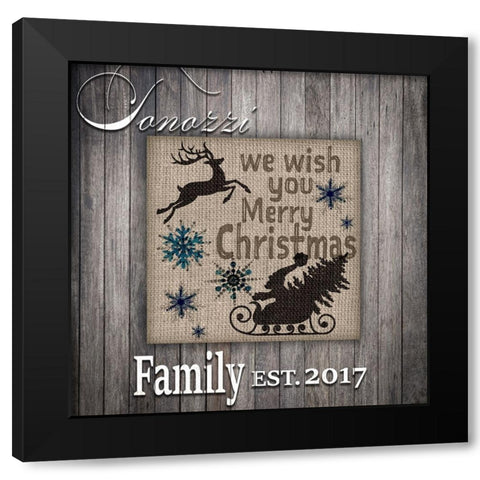 Personalized Christmas Sign V8 Black Modern Wood Framed Art Print with Double Matting by LightBoxJournal
